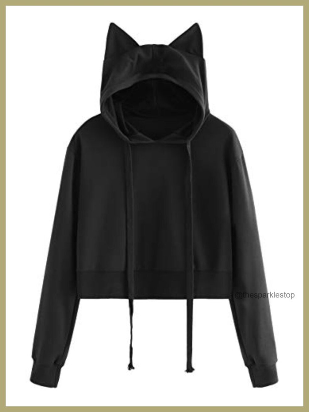 Cat Ear Hoodie Crop Top Long Sleeve Pullover Sweatshirt